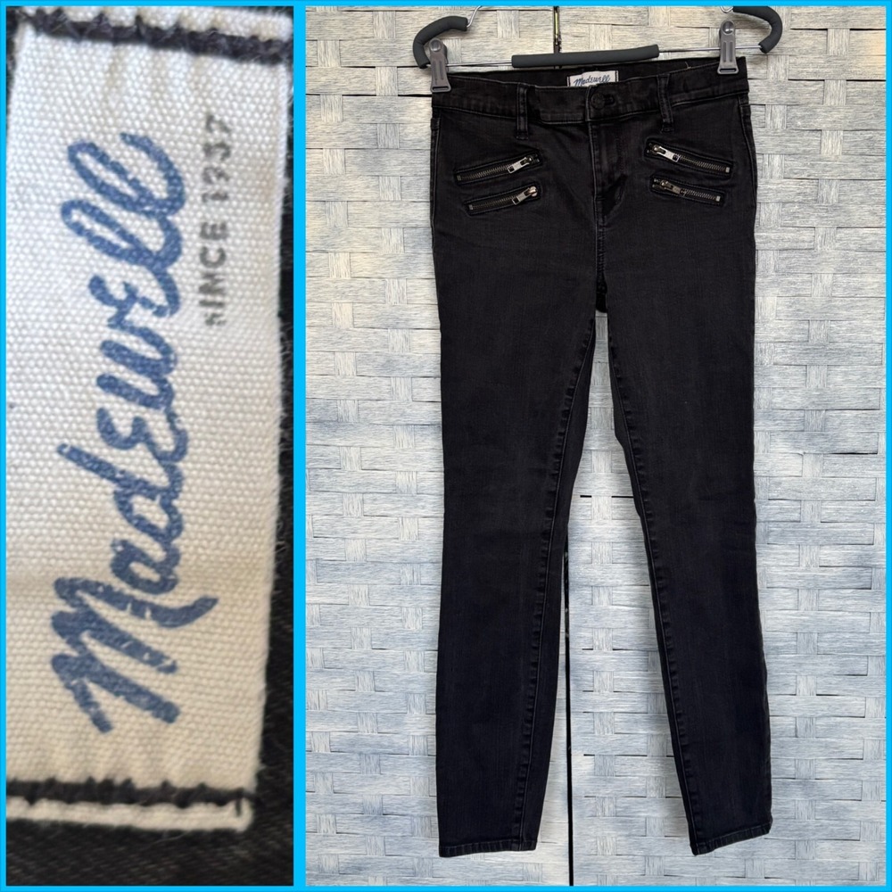 MADEWELL Womens Jeans 27 Skinny Skinny Black Denim Zipper‎ Front